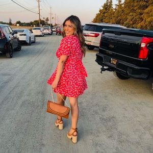 Lulus garden explorer red floral print mini dress